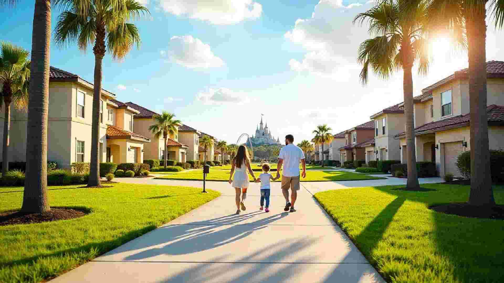 Family enjoying a vacation home or attraction in Kissimmee, Florida - Location Title & Escrow LLC title services