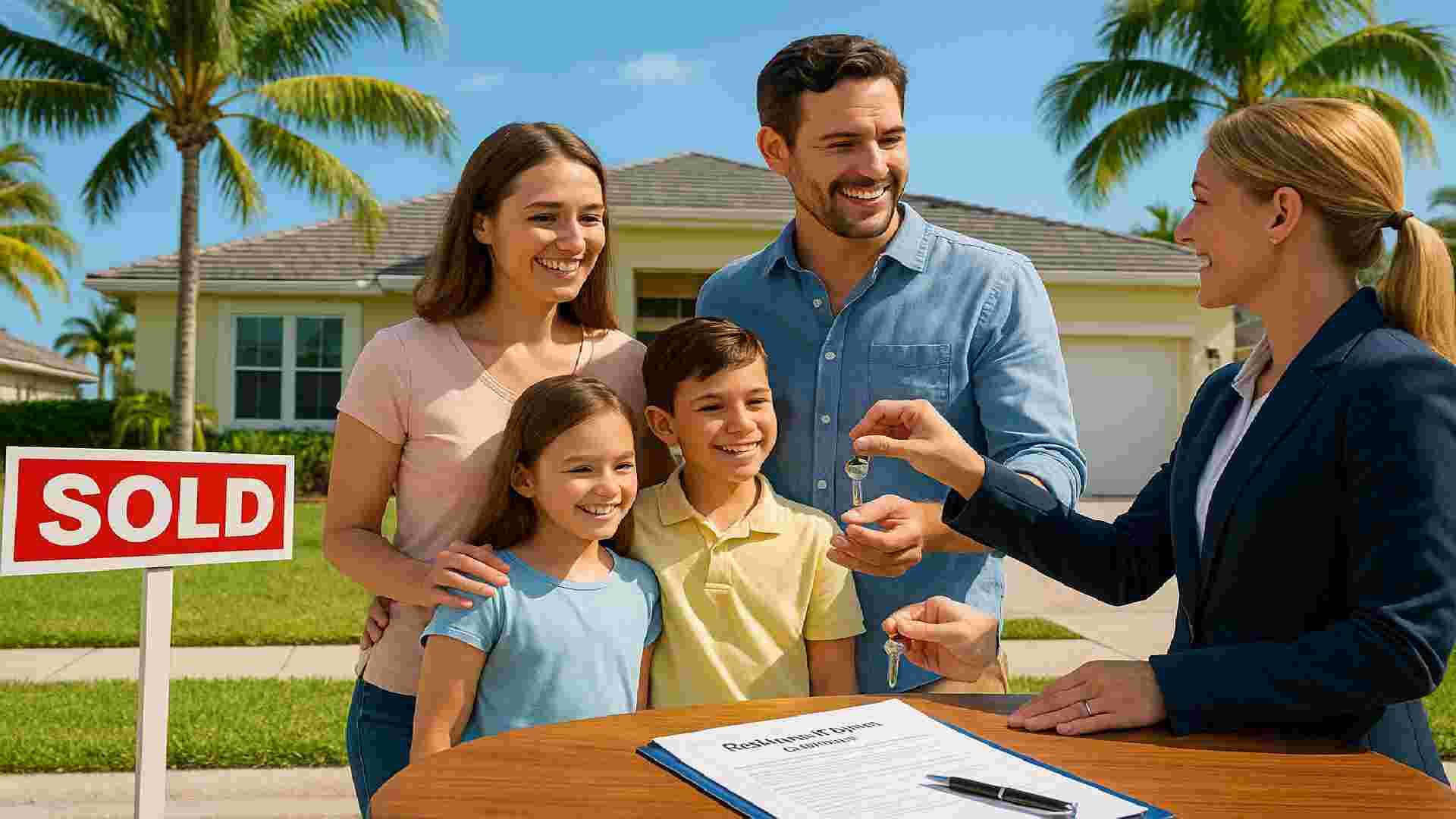 Family happily closing on their new Florida home with Location Title & Escrow LLC