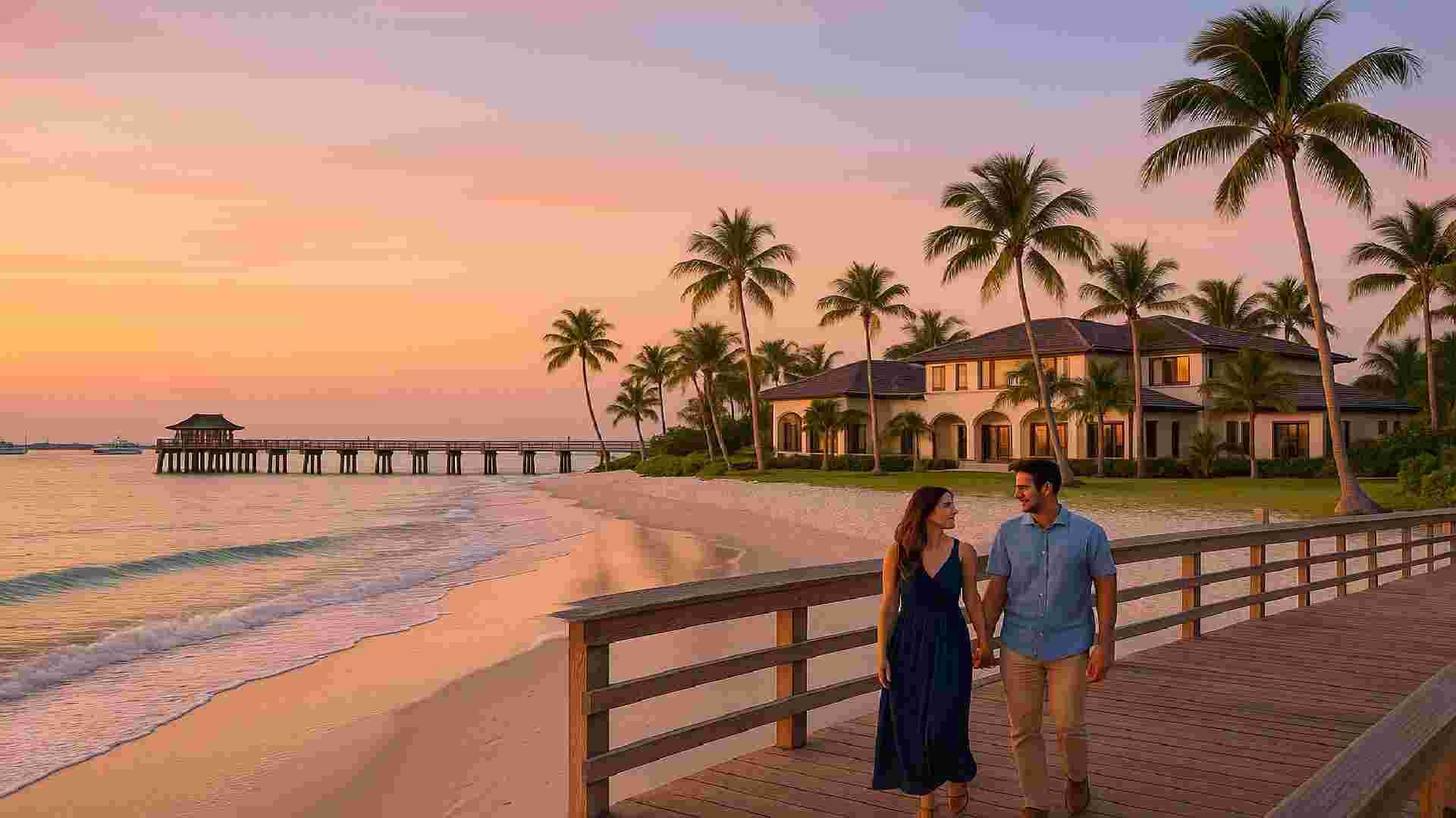 Picturesque Naples pier and beach - Location Title & Escrow LLC Naples Title Services